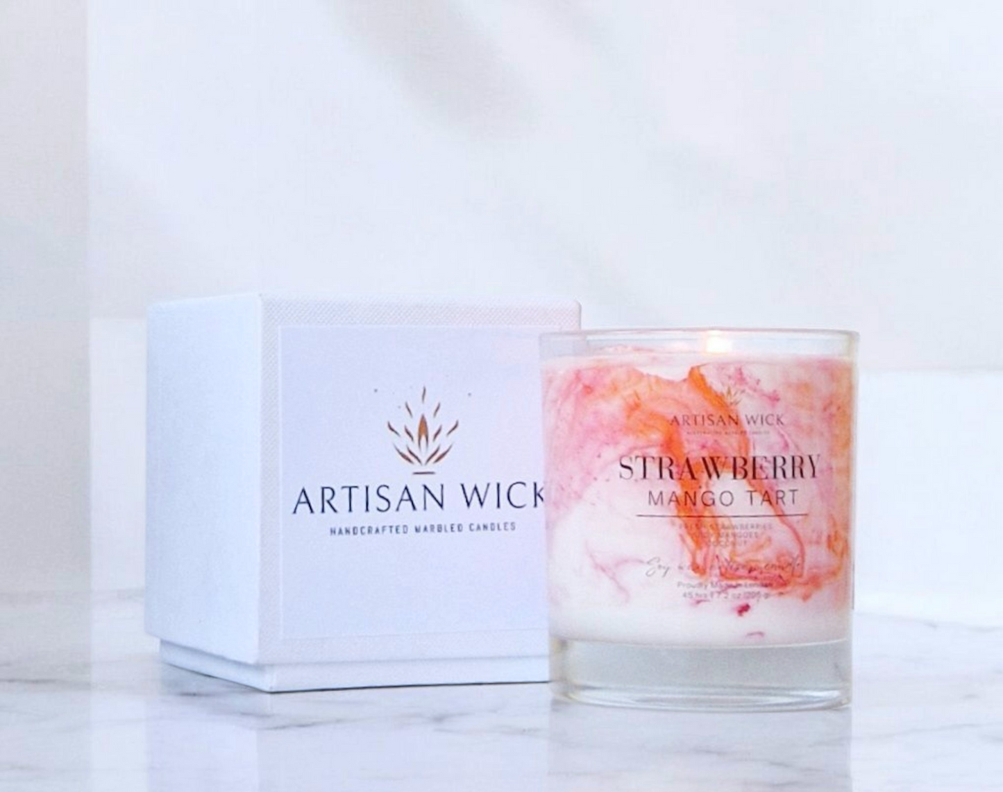 Strawberry Mango Tart Signature Marbled Soy Candle