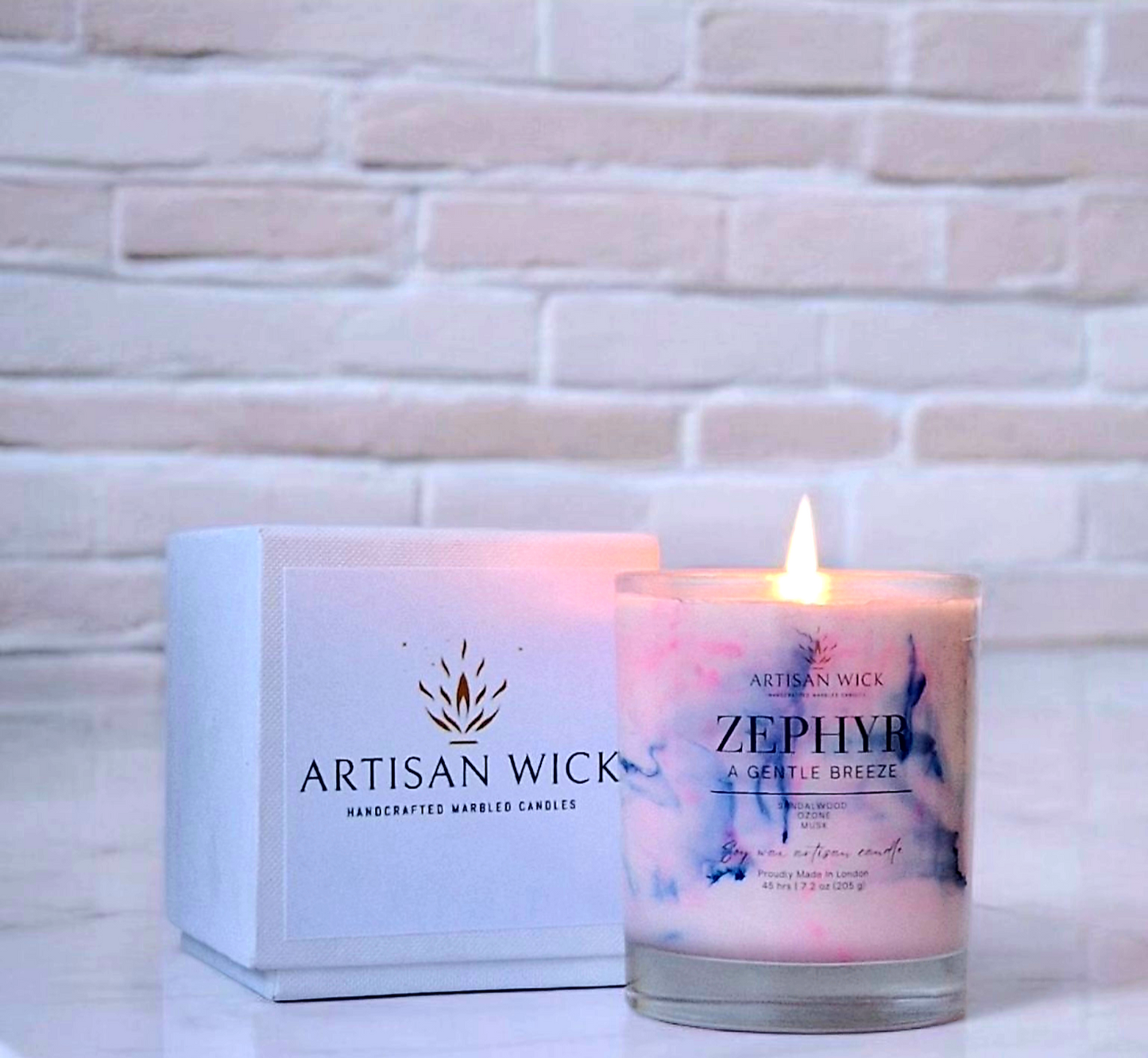 Zephyr -Baby Powder Scented- Signature Marbled Soy Candle
