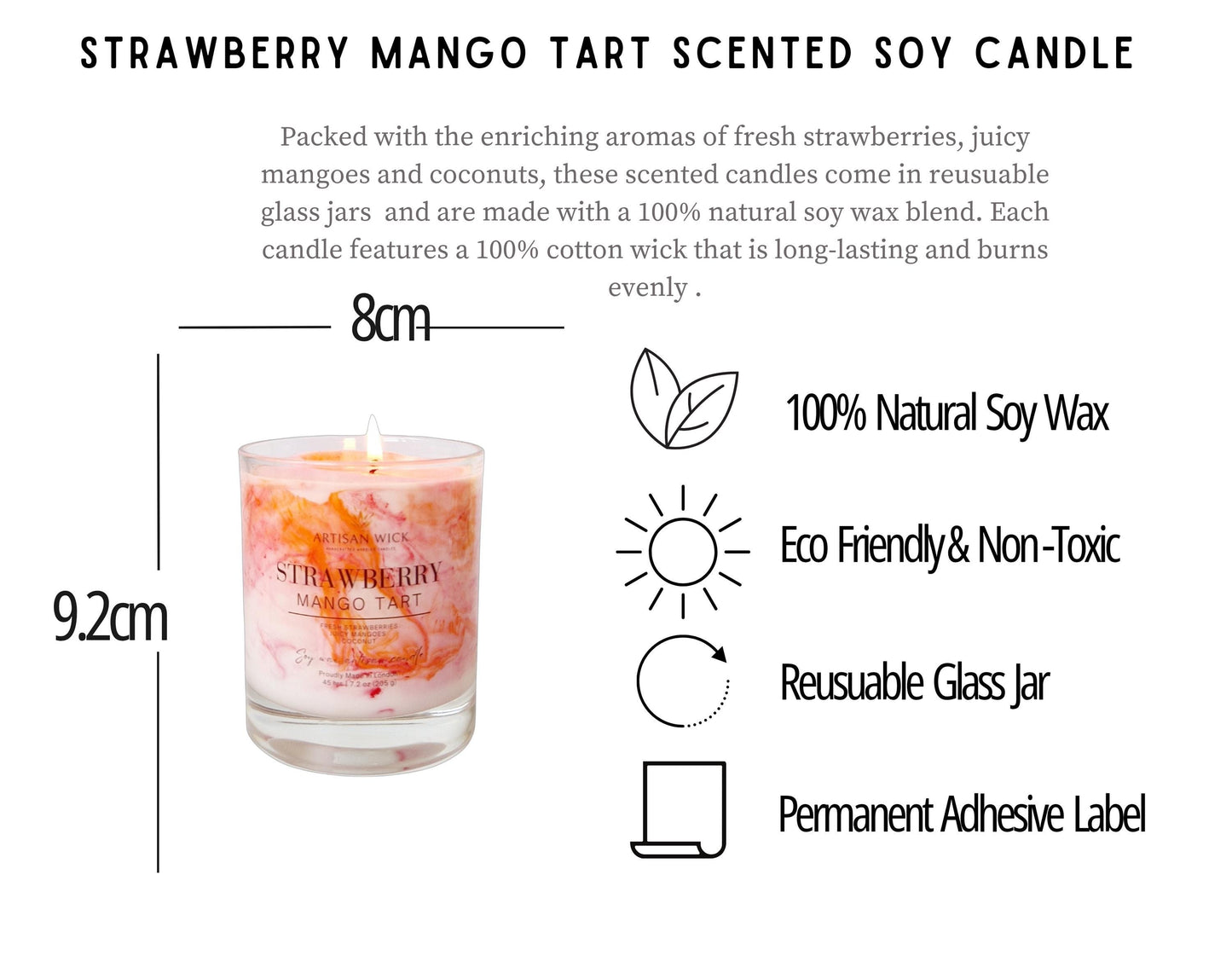 Strawberry Mango Tart Signature Marbled Soy Candle