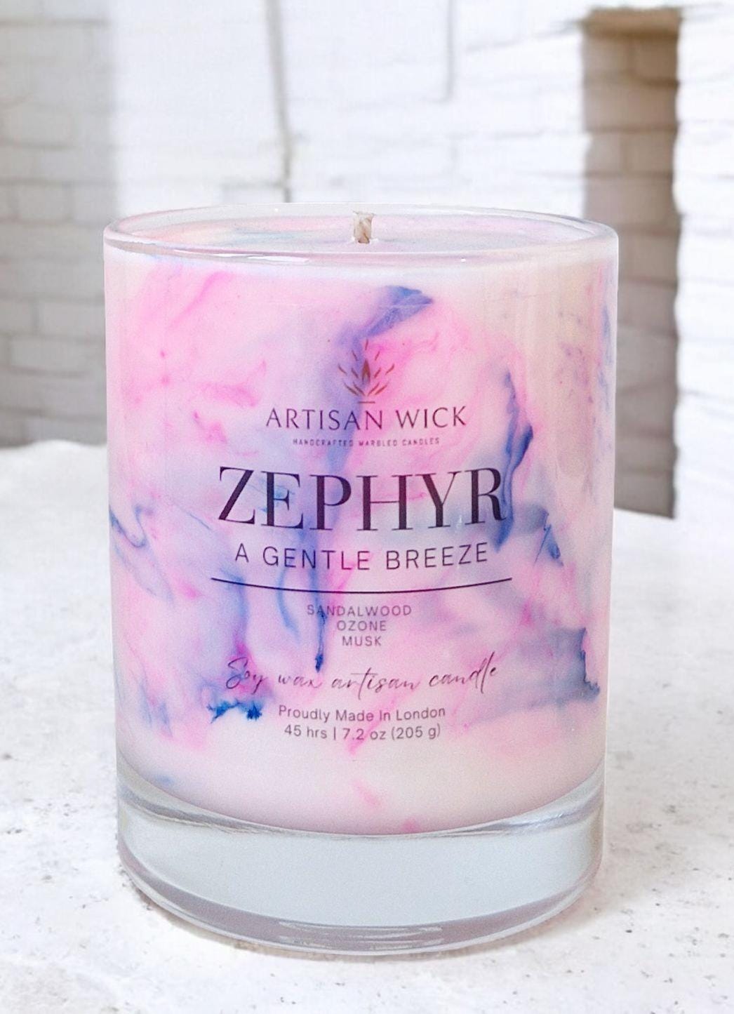 Zephyr -Baby Powder Scented- Signature Marbled Soy Candle