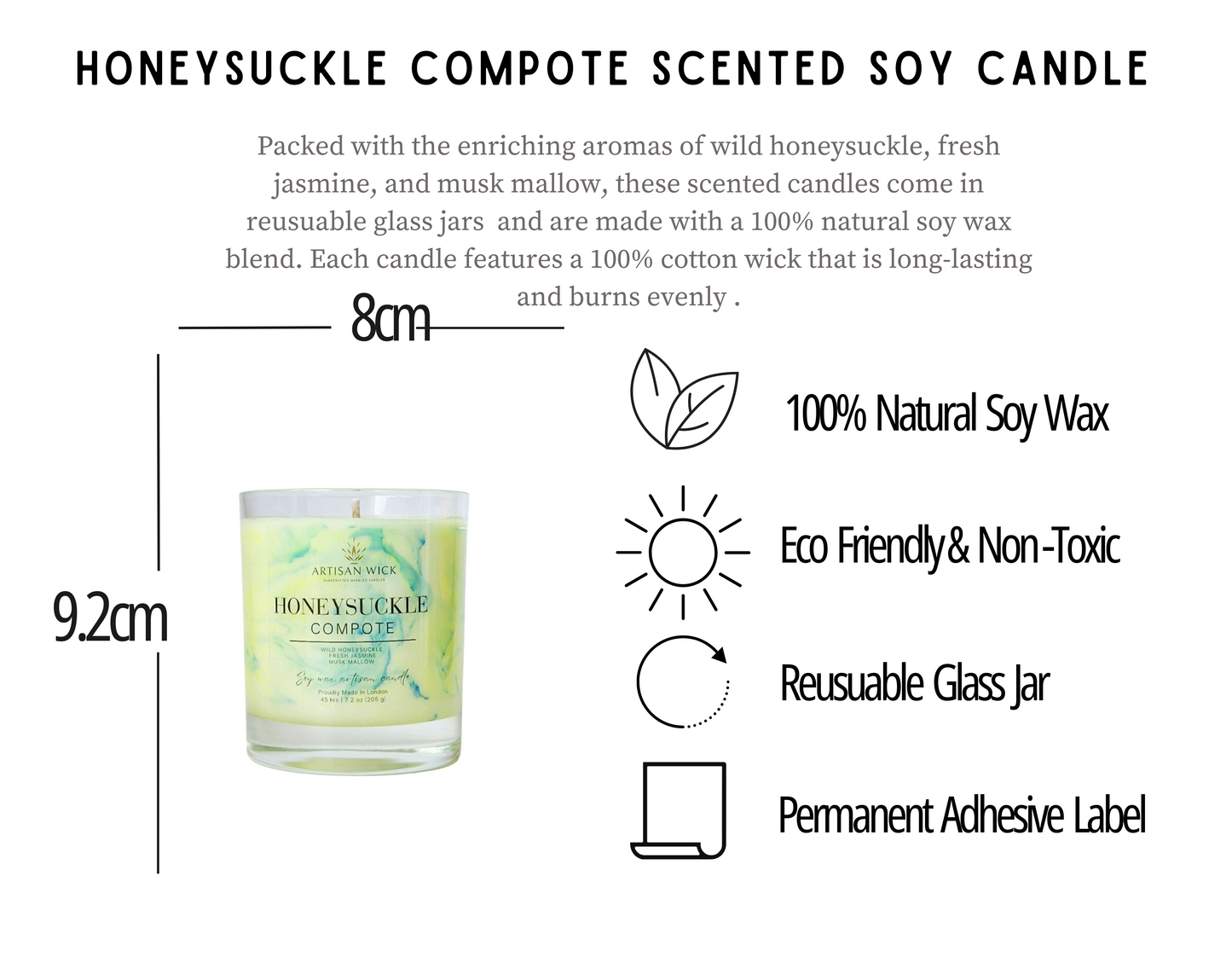 Honeysuckle Compote Signature Marbled Soy Candle