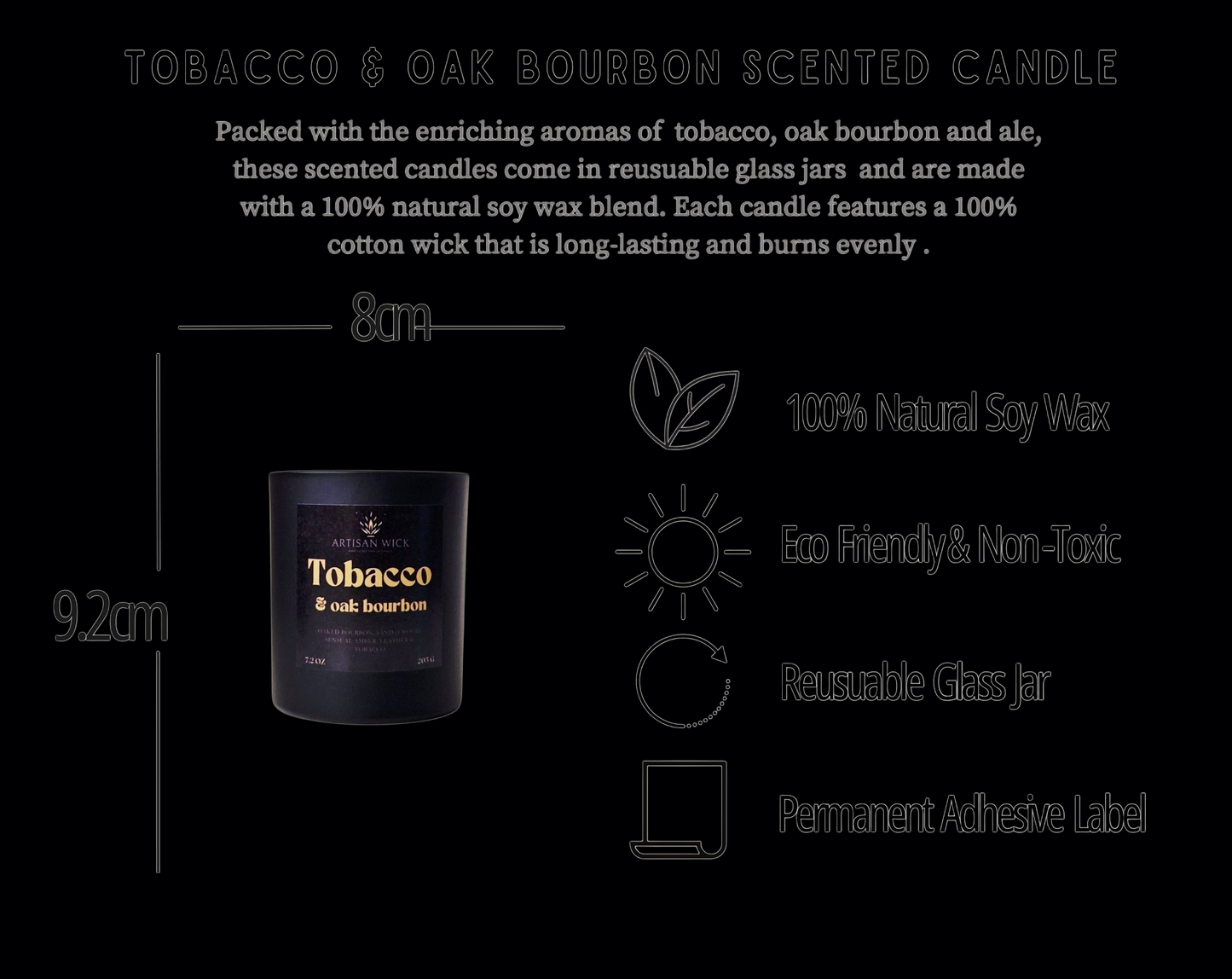 Tobacco And Oak Bourbon Luxury Scented Soy Candle