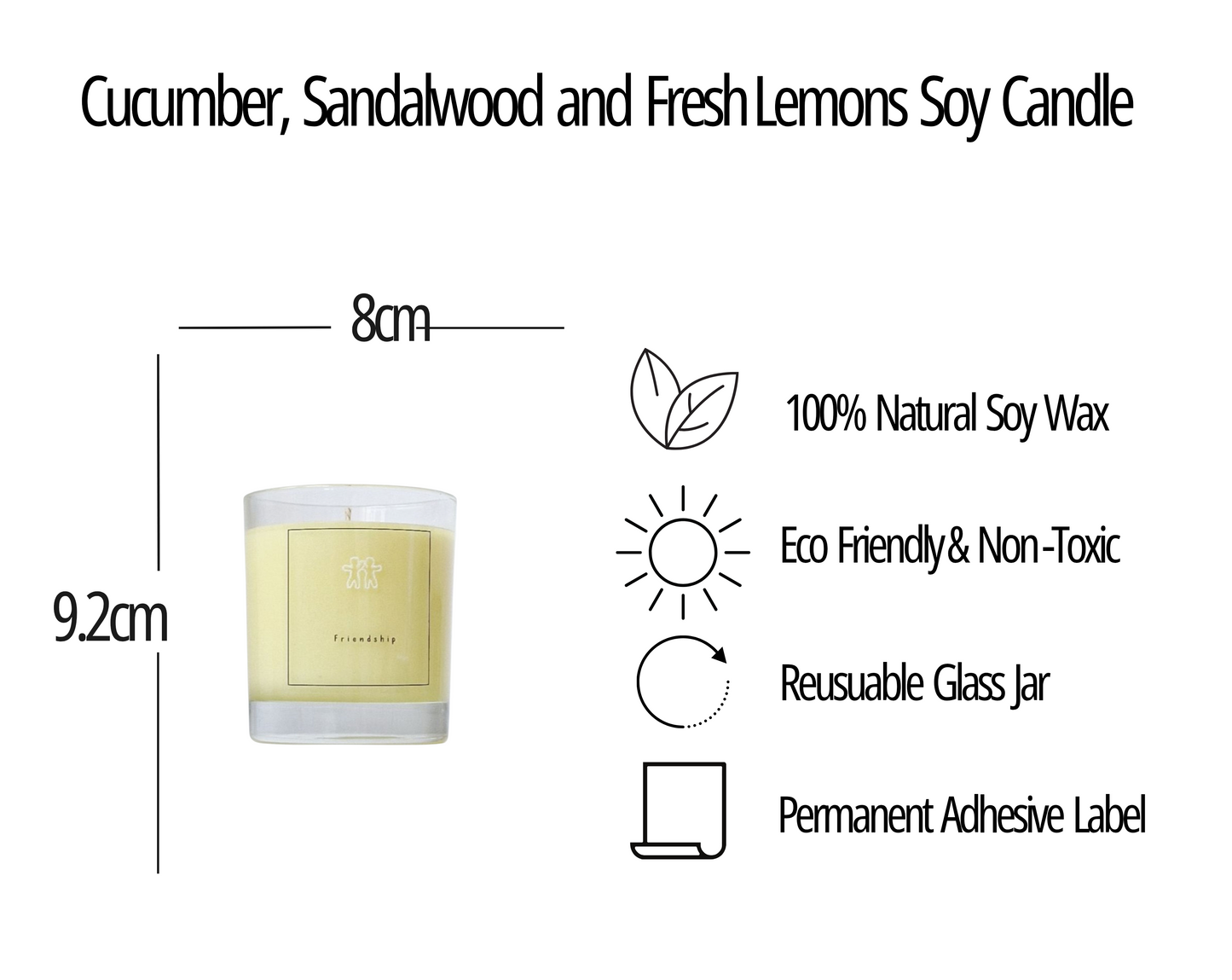 Cucumber, Sandalwood & Fresh Lemons Scented Friendship Candle