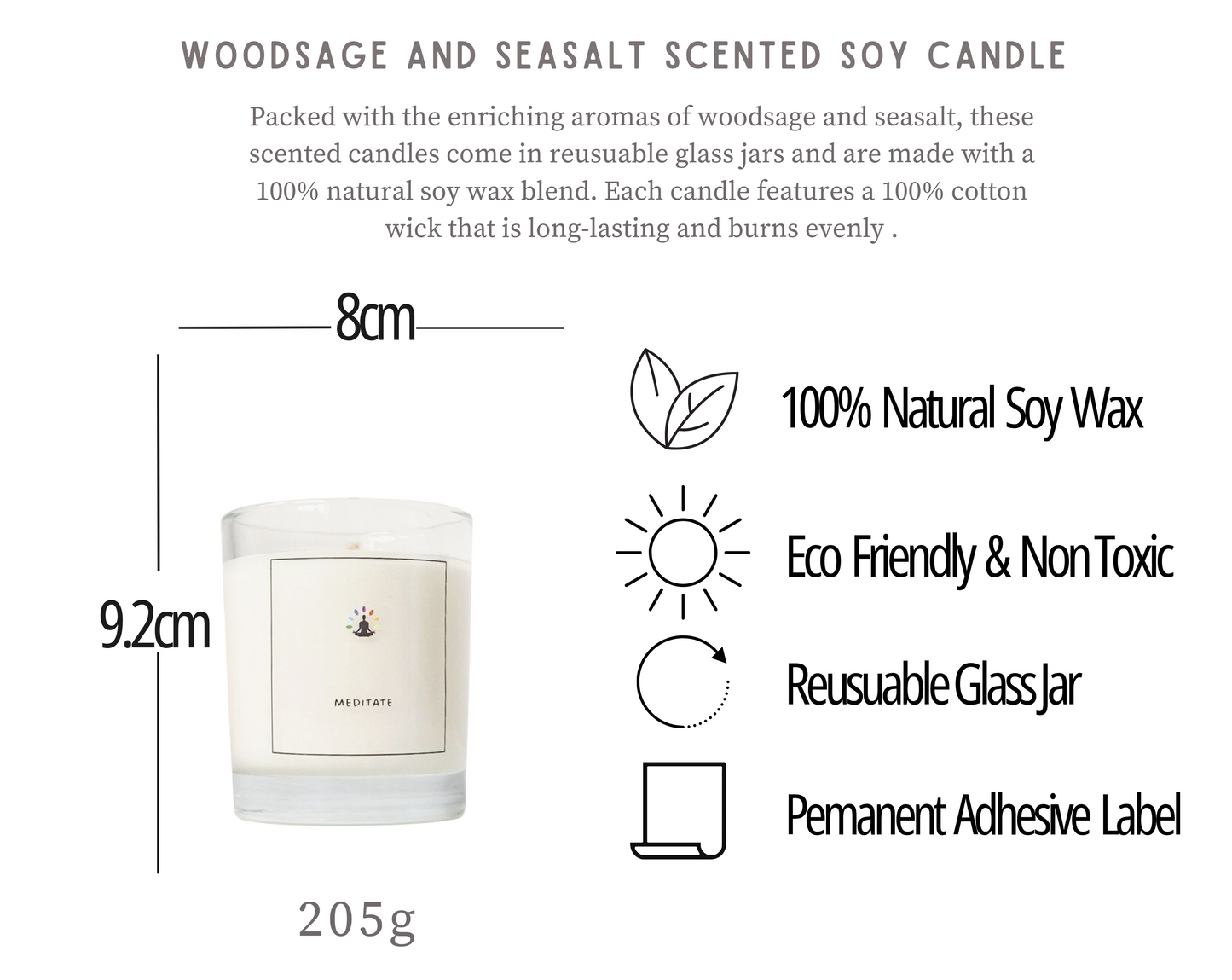 Woodsage And Seasalt Meditation Soy Candle