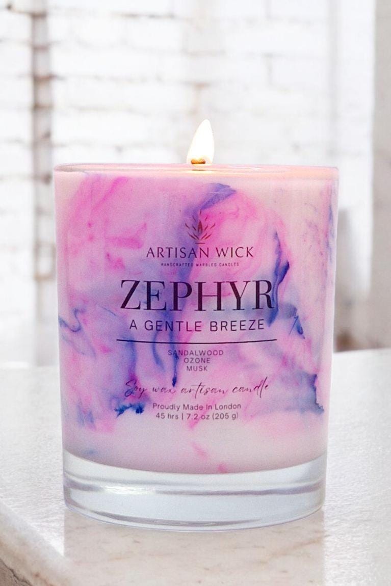 Zephyr -Baby Powder Scented- Signature Marbled Soy Candle