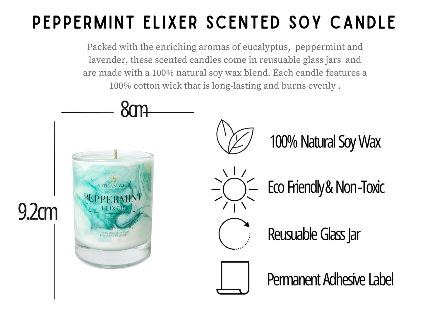 Peppermint Elixir Signature Marbled Soy Candle
