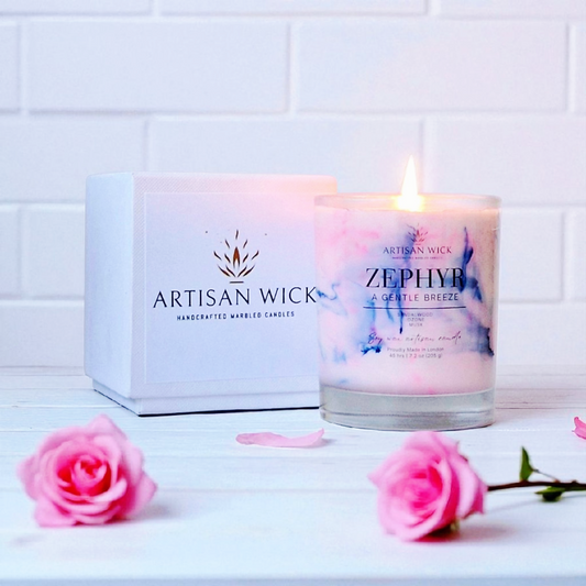 Zephyr -Baby Powder Scented- Signature Marbled Soy Candle