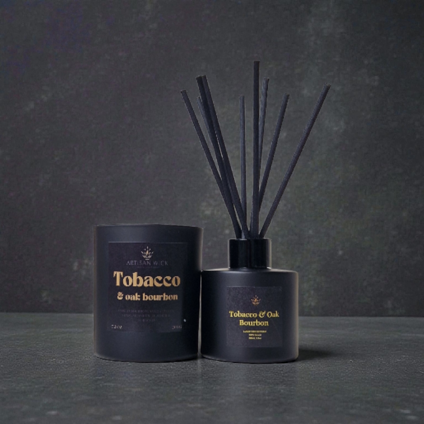 Artisan Wick Tobacco And Oak Bourbon Luxury Candle And Diffuser Gift Set