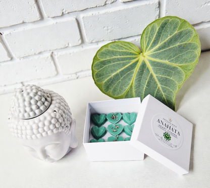 Heart Chakra Soy Wax Melts + Buddha Burner In Grey Gift Set