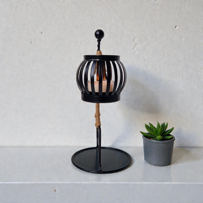 Minimalist Natural Jute And Metal Tealight Holder