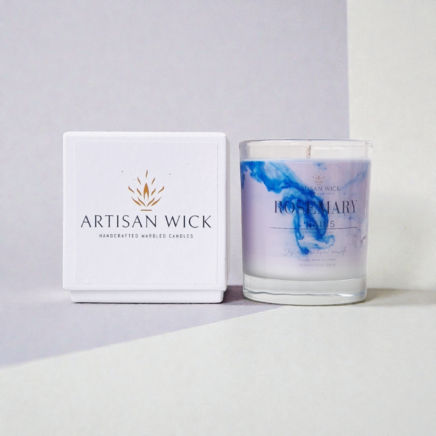 Rosemary Rains Signature Marbled Soy Candle