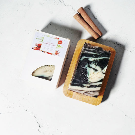 Handcrafted Cinnamon Olive Oil Soap (120g) + Bamboo Soap Dish