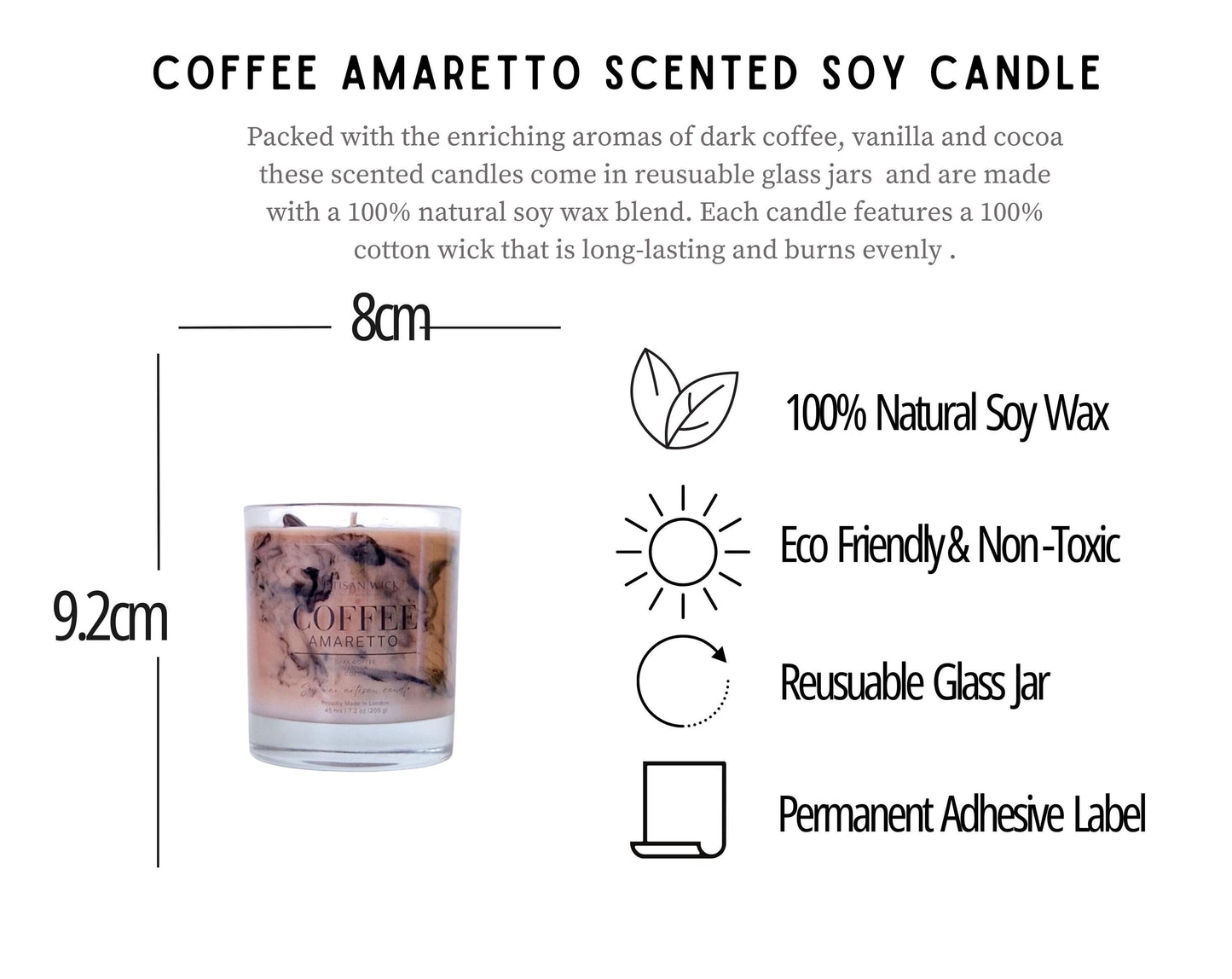 Coffee Amaretto Signature Marbled Soy Candle