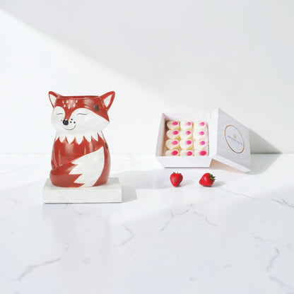 Strawberry Hearts Soy Wax Melts + Fox-Shaped Ceramic Burner Gift Set