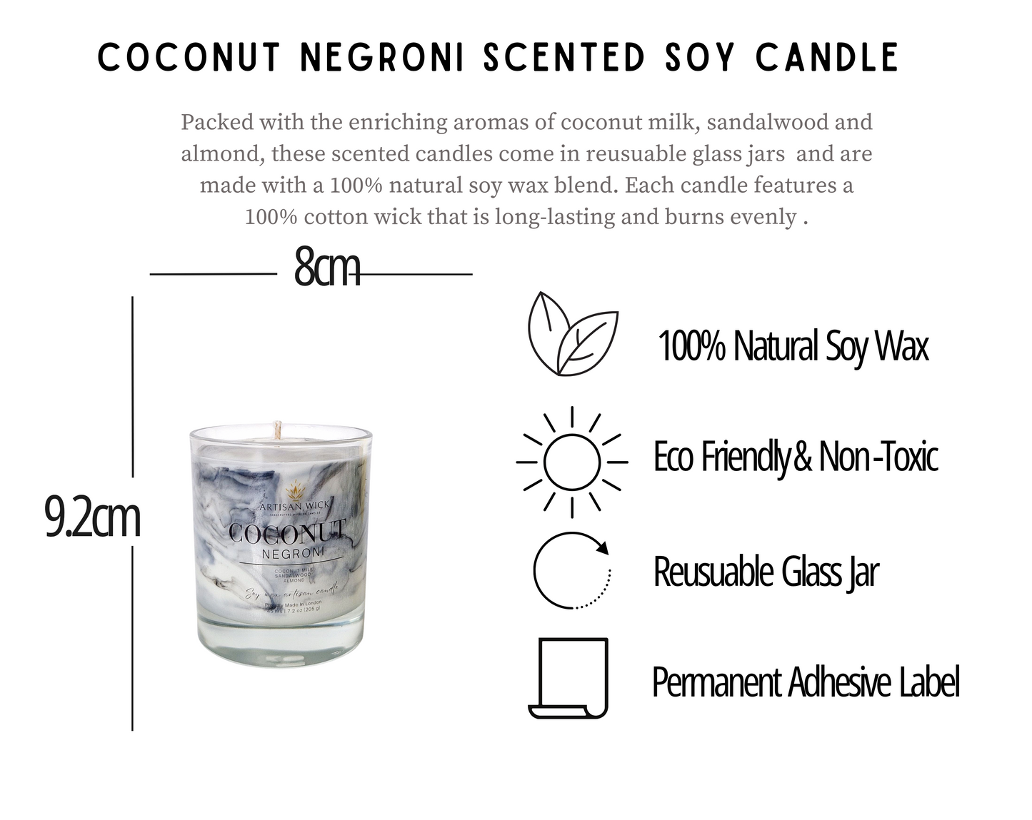 Coconut Negroni Signature Marbled Soy Candle