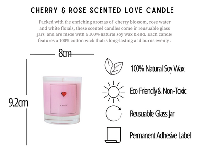 Cherry Blossom And Rose Scented Love Candle