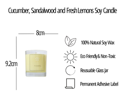 Cucumber, Sandalwood & Fresh Lemons Scented Friendship Candle