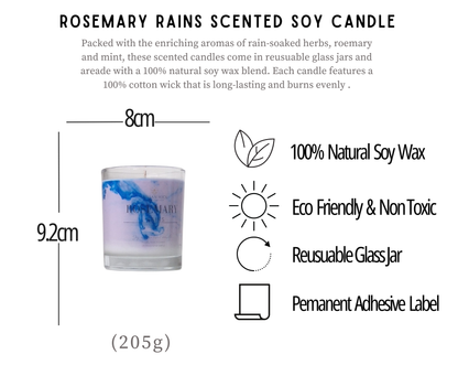 Rosemary Rains Signature Marbled Soy Candle
