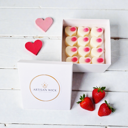 Strawberry Hearts Soy Wax Melts + Guinea Pig Ceramic Burner Gift Set