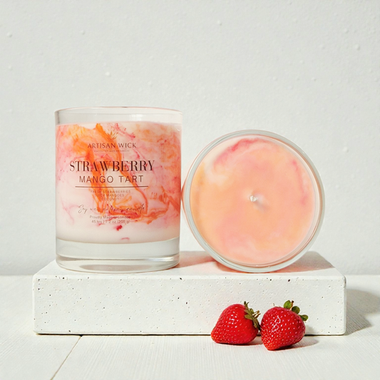 Strawberry Mango Tart Signature Marbled Soy Candle