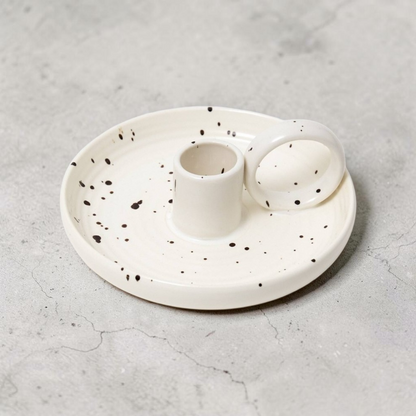 Grounded Earth Ceramic Single Candle Holder - Speckled-
