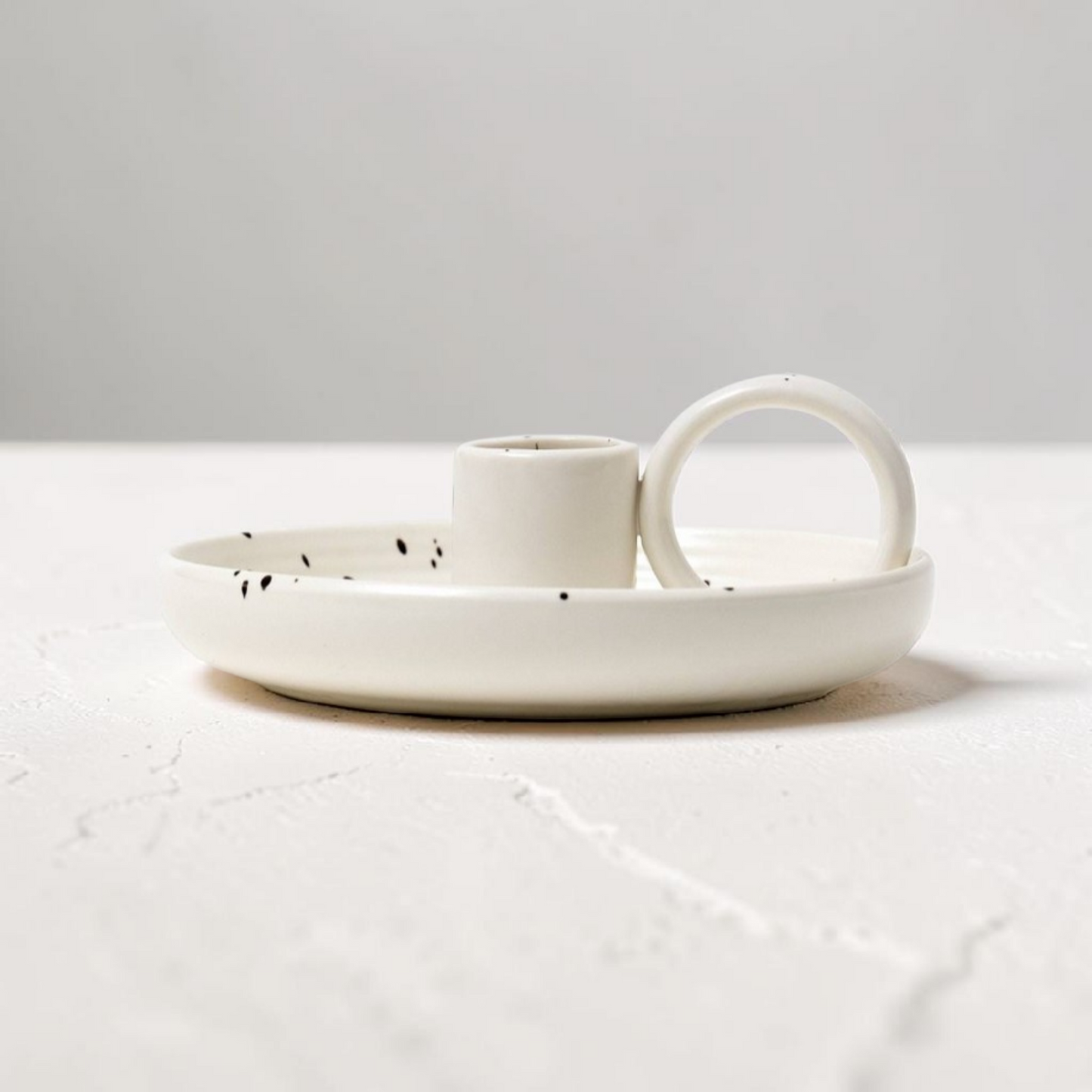 Grounded Earth Ceramic Single Candle Holder - Speckled-