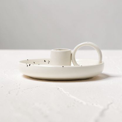 Grounded Earth Ceramic Single Candle Holder - Speckled-