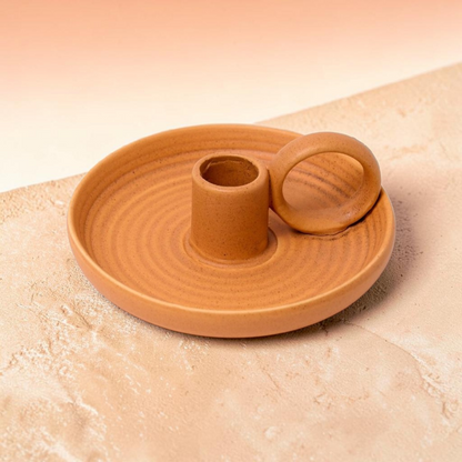 Grounded Earth Ceramic Single Candle Holder - Terracotta